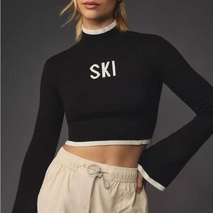 YEAR OF OURS Ski Mock-Neck Bell-Sleeve Cropped Sweater